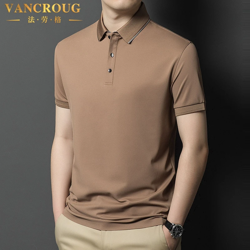 VANCROUG/法劳格短袖POLO衫男士夏季潮流宽松休闲翻领薄款冰丝T恤