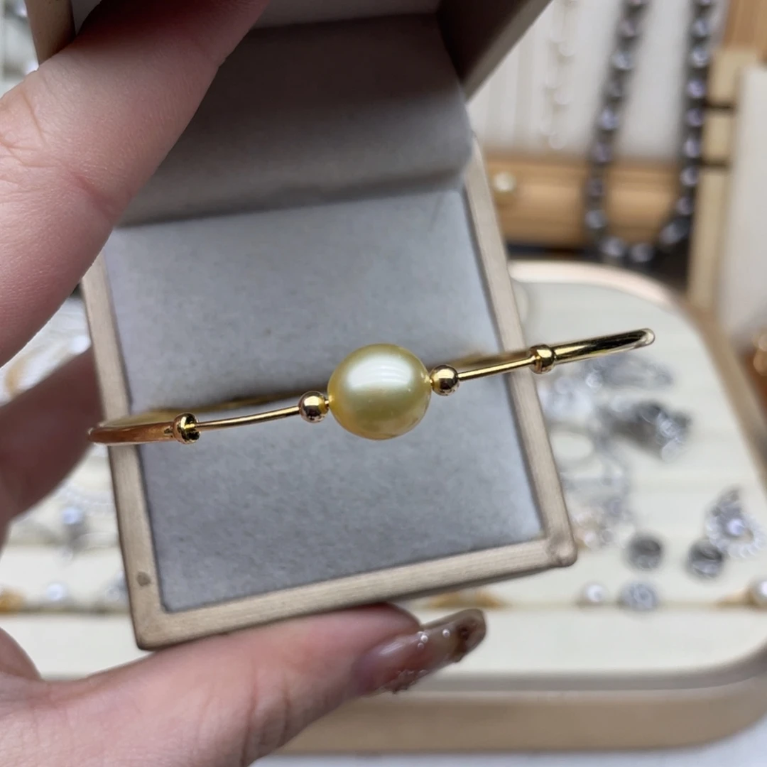 银S925镶嵌海水珍珠手镯F77