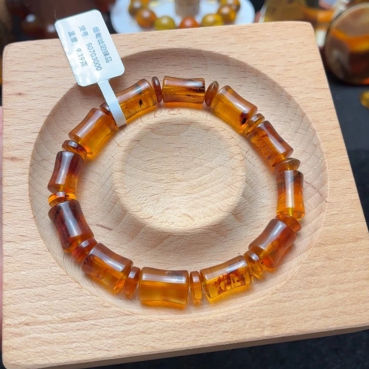 琥珀未镶嵌珠宝奇石8mm竹节珠