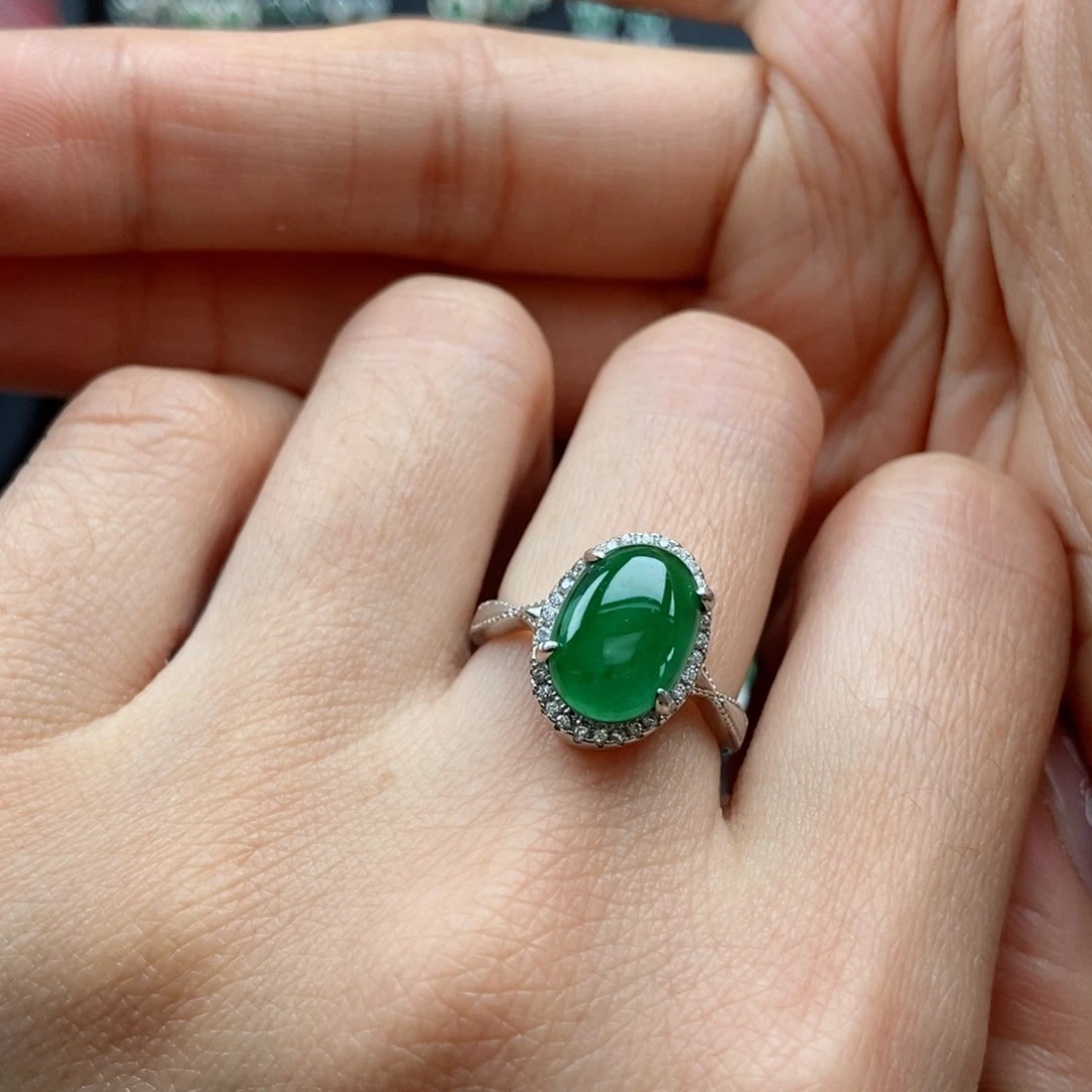 翡翠耳饰银S925镶嵌翡翠首饰