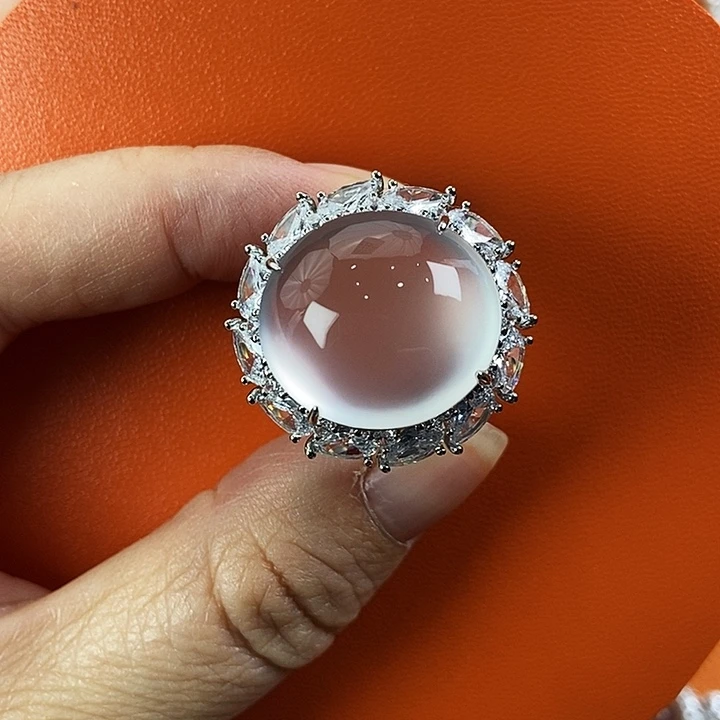 石英质玉银S925镀金镶嵌颈饰