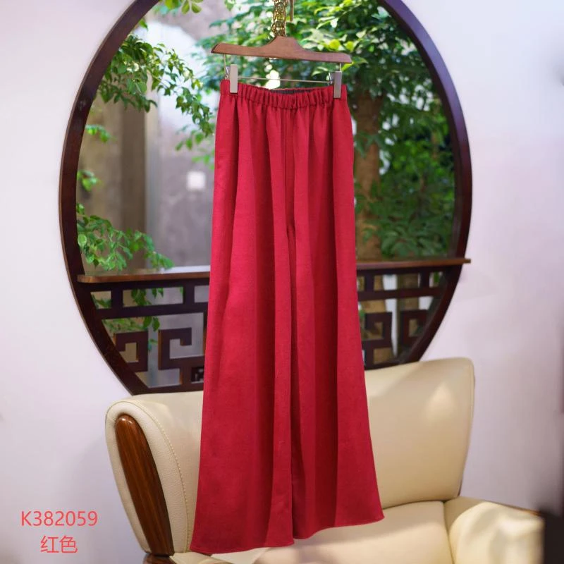 【锦·系】羊毛新中式国风松紧腰直筒裤K-382059