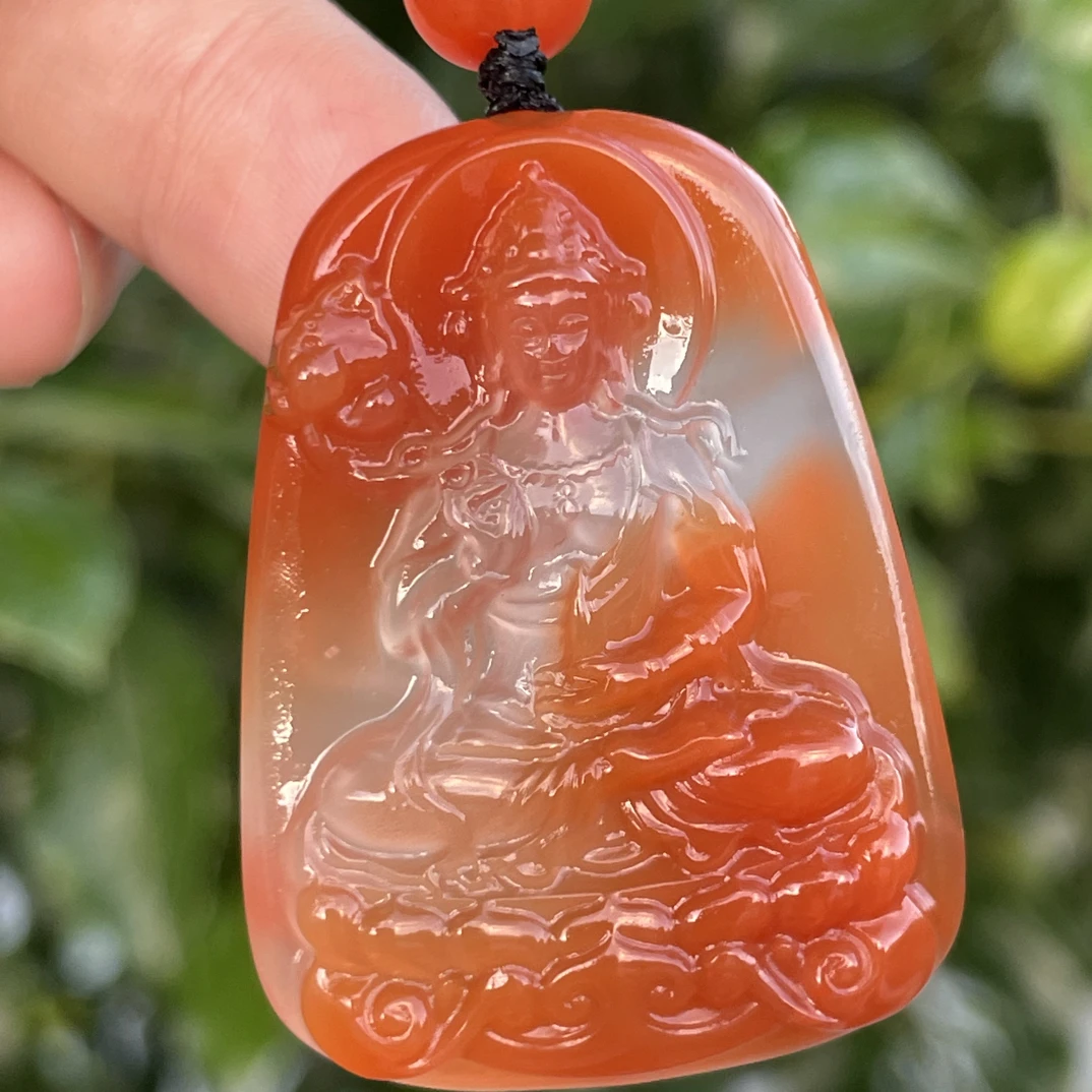 精品南红大势至吊坠,特色冰飘,非常漂亮,尺寸32x42x9mm