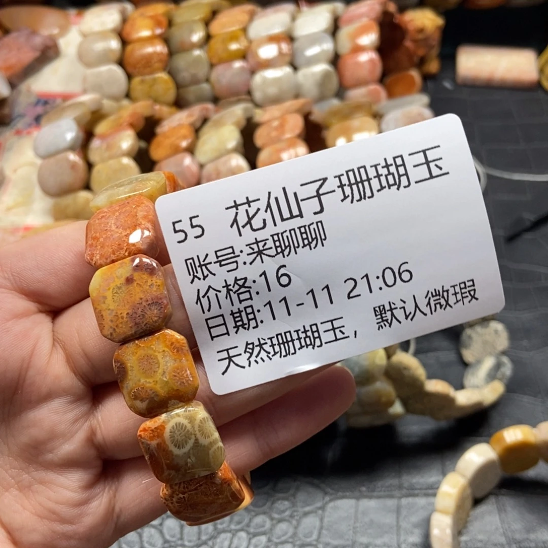 来***聊硅化珊瑚（珊瑚玉）未镶嵌珠宝半成品55