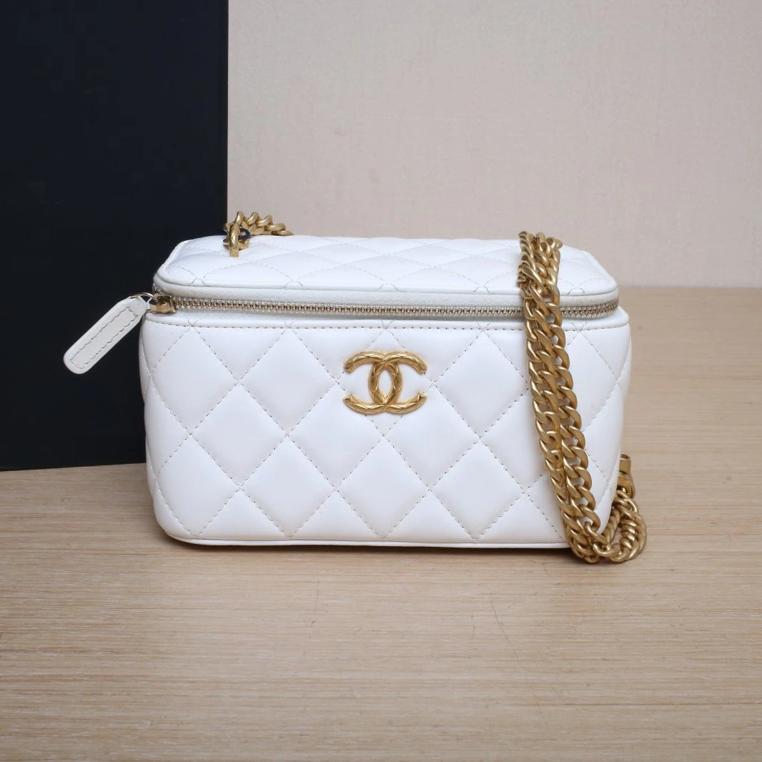 99新 Chanel/香奈儿 小花双双 长盒子 带镜子 白色 菠萝扣