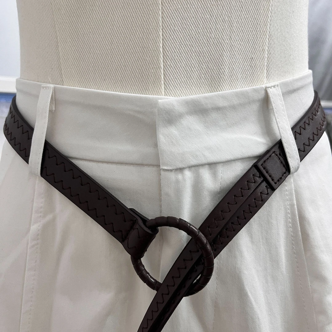 红色美式复古千禧辣妹压线纹路腰带简约高级感休闲百搭y2k皮带