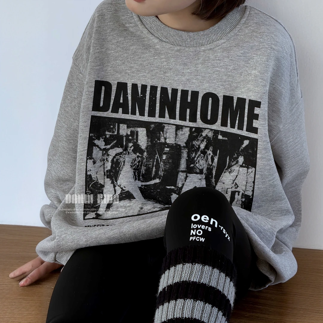 嗒囜【美式街头】高密螺纹耐洗亲肤儿童秋季印花长袖卫衣宽松上衣