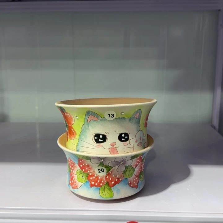 红陶手绘华华的盆