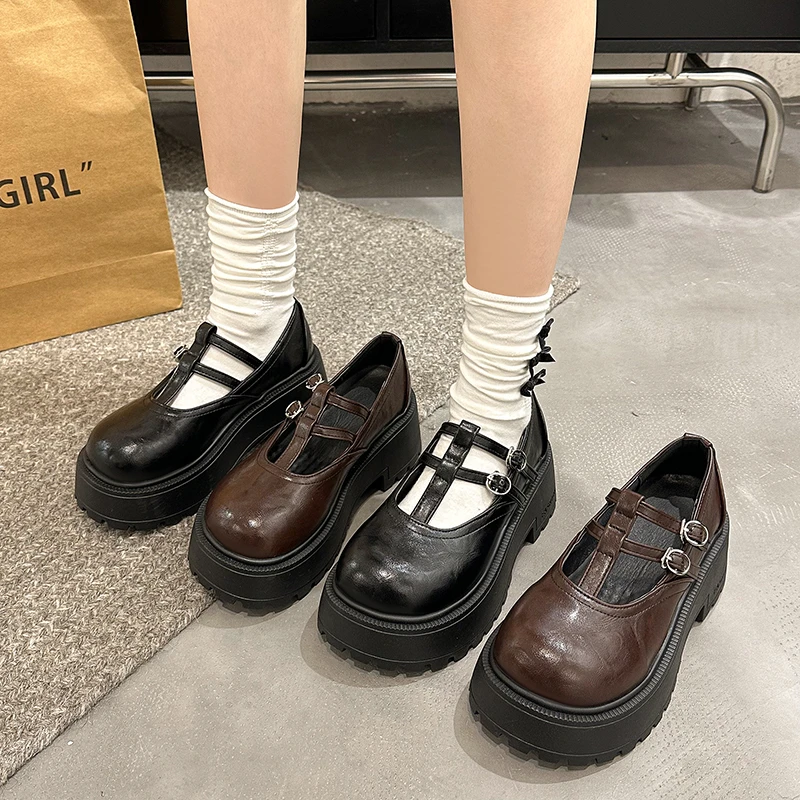 黑色圆头单鞋女2025春季新款时尚休闲百搭复古英伦风玛丽珍单鞋女