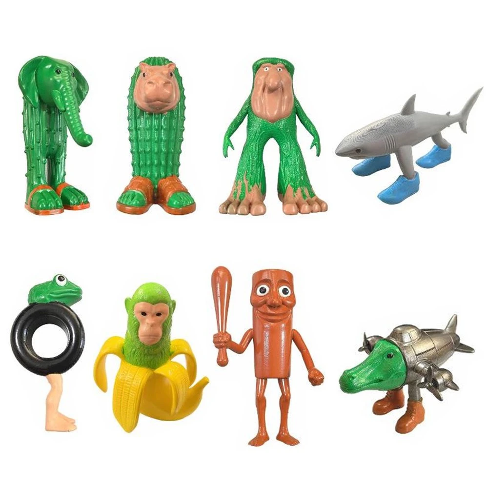 美国山海经多腿鲨鱼vs木棍人通通哥公仔玩偶手办礼品轮胎蛙模型