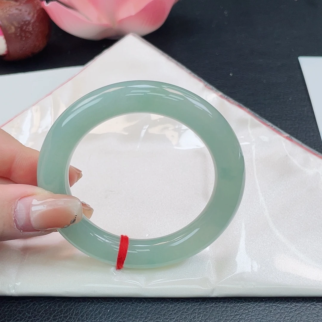 翡翠未镶嵌手镯54胖圆冰芙蓉绿