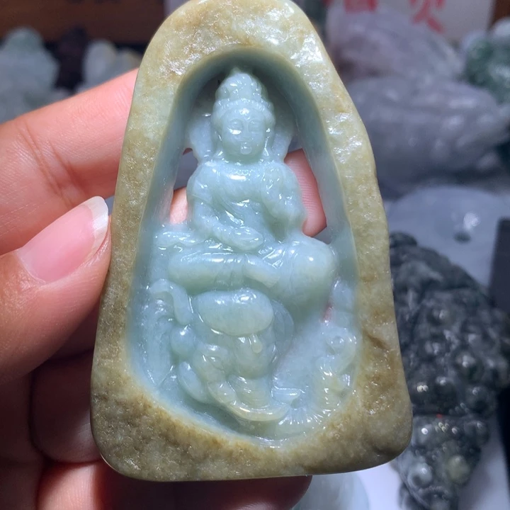 翡翠未镶嵌颈饰保真天然A货翡翠