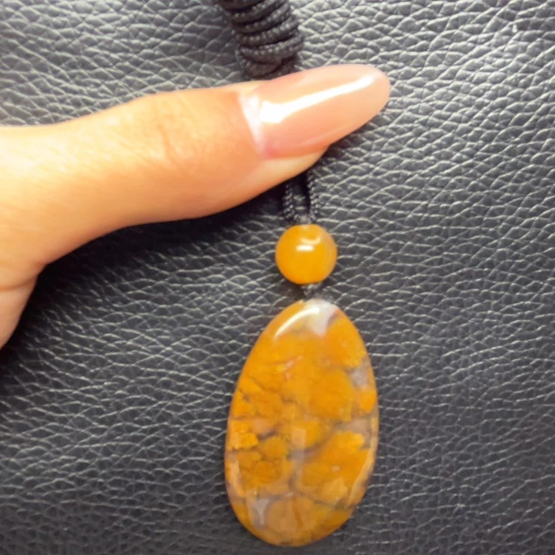 玛瑙/玉髓未镶嵌颈饰蒲缥特色冻料鸡油黄水草花吊坠