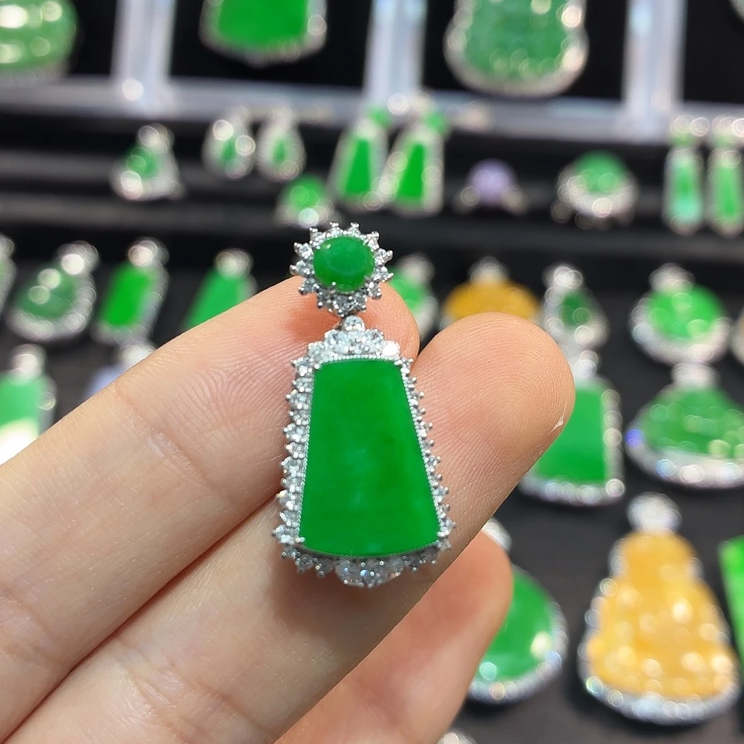 翡翠18K金镶嵌吊坠(不含链)翡翠