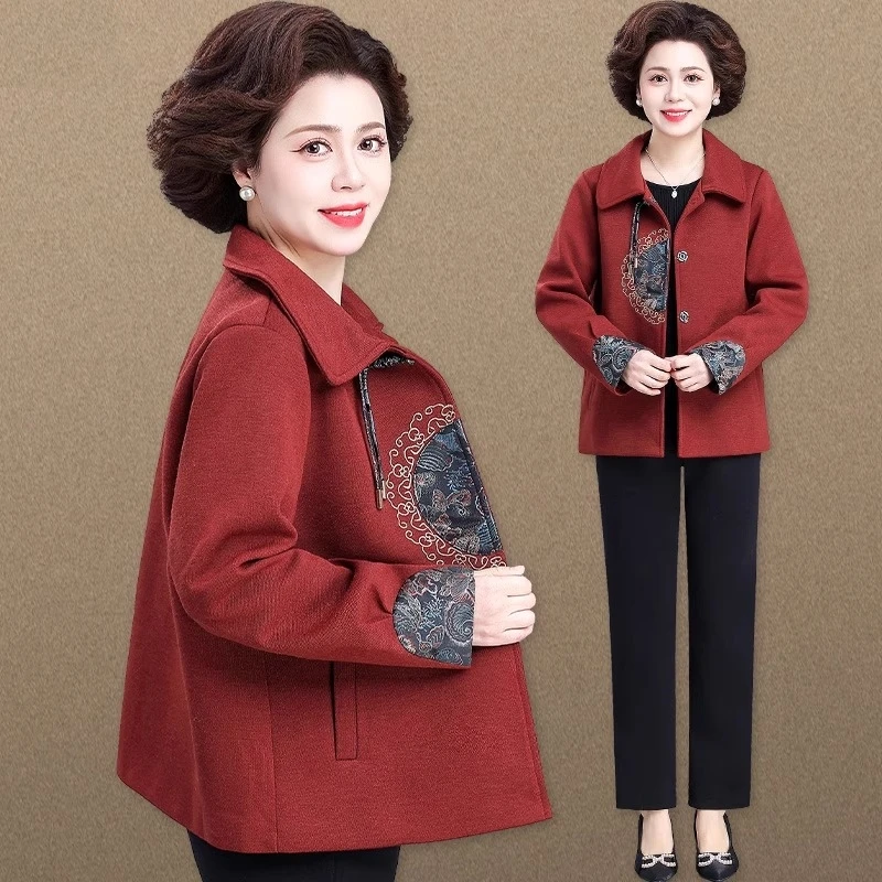 新中式妈妈秋装2025新款外套50岁中老年风衣女春秋国风老年人衣服
