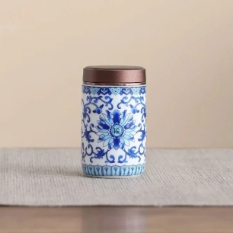 青花百福旅行茶叶罐【单品包邮偏远除外】TJ127