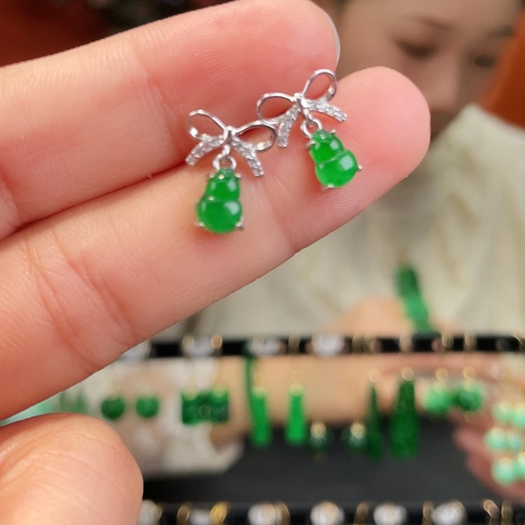 翡翠银S925镶嵌耳饰