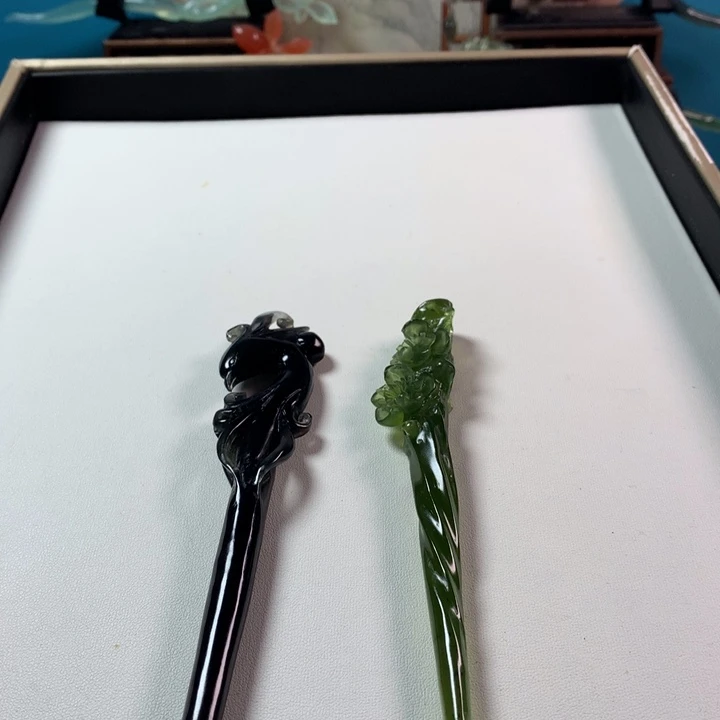 蛇纹石玉发簪未镶嵌金****店