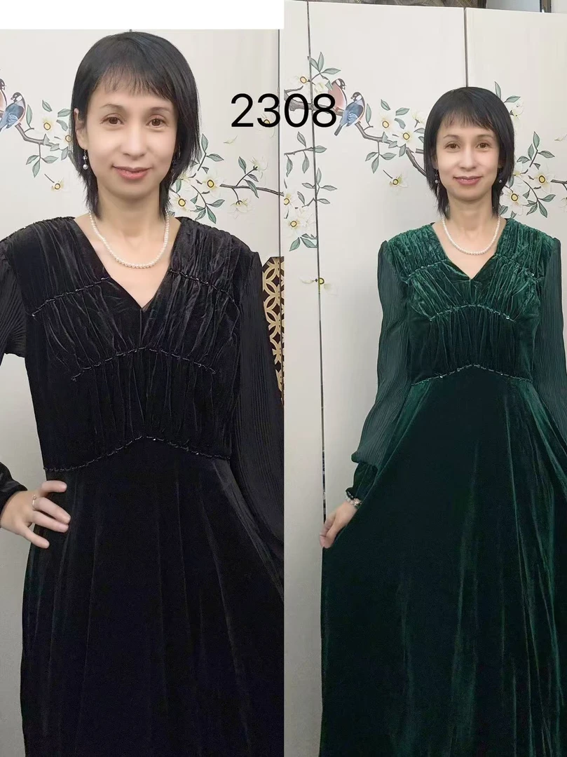 丝绒长款连衣裙2308