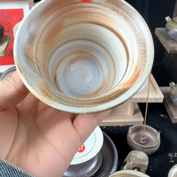 纯手工柴烧绞胎主人杯