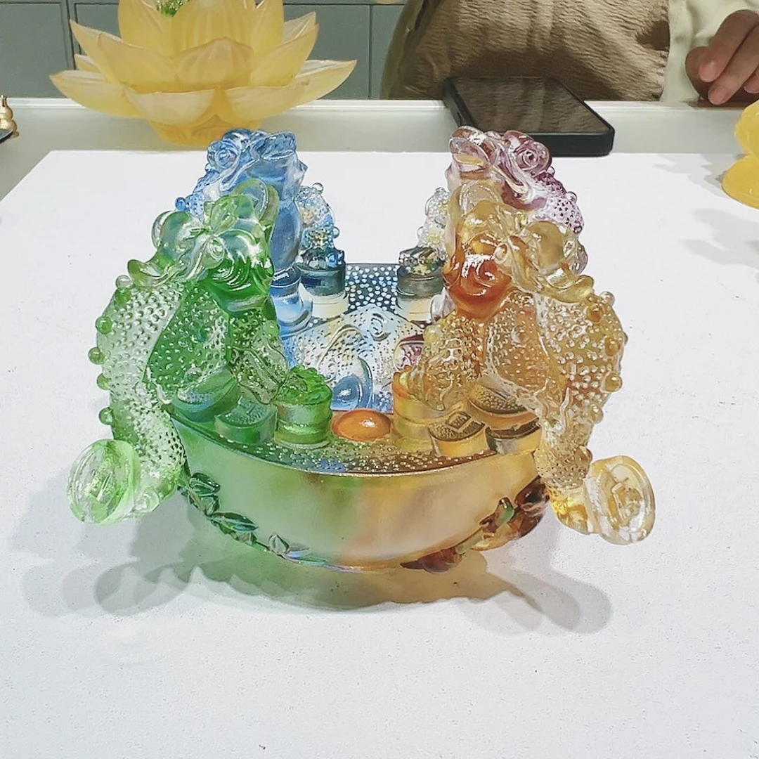 【闪购商品】手工艺品琉璃四方金蝉聚宝盆