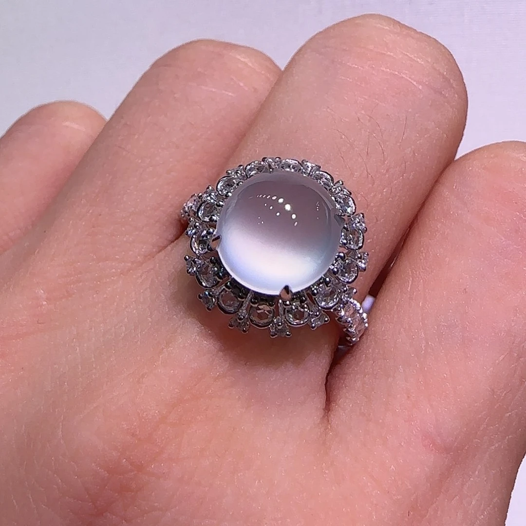 翡翠戒指18K金镶嵌静戒指