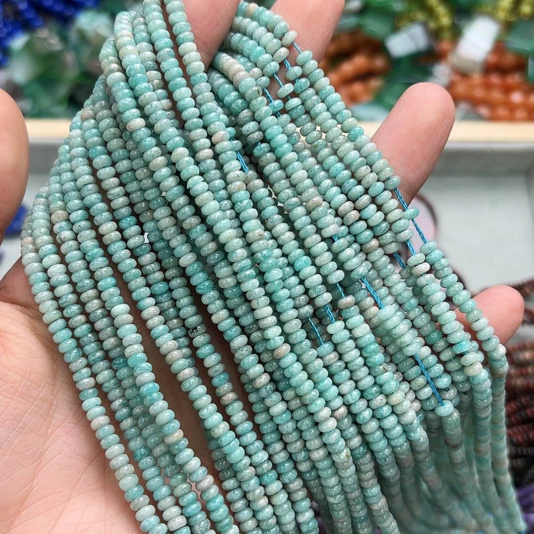 玛瑙/玉髓未镶嵌珠宝半成品2×4天河石算盘一条