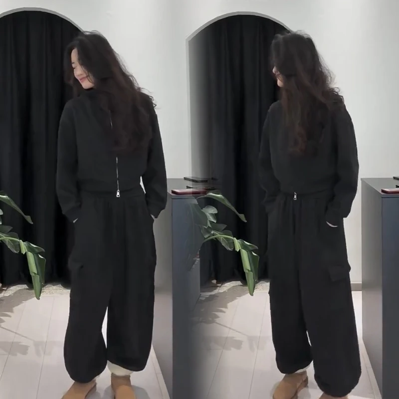 2025秋冬新款时尚显瘦气质网红高档套装女高级百搭宽松大码两件套