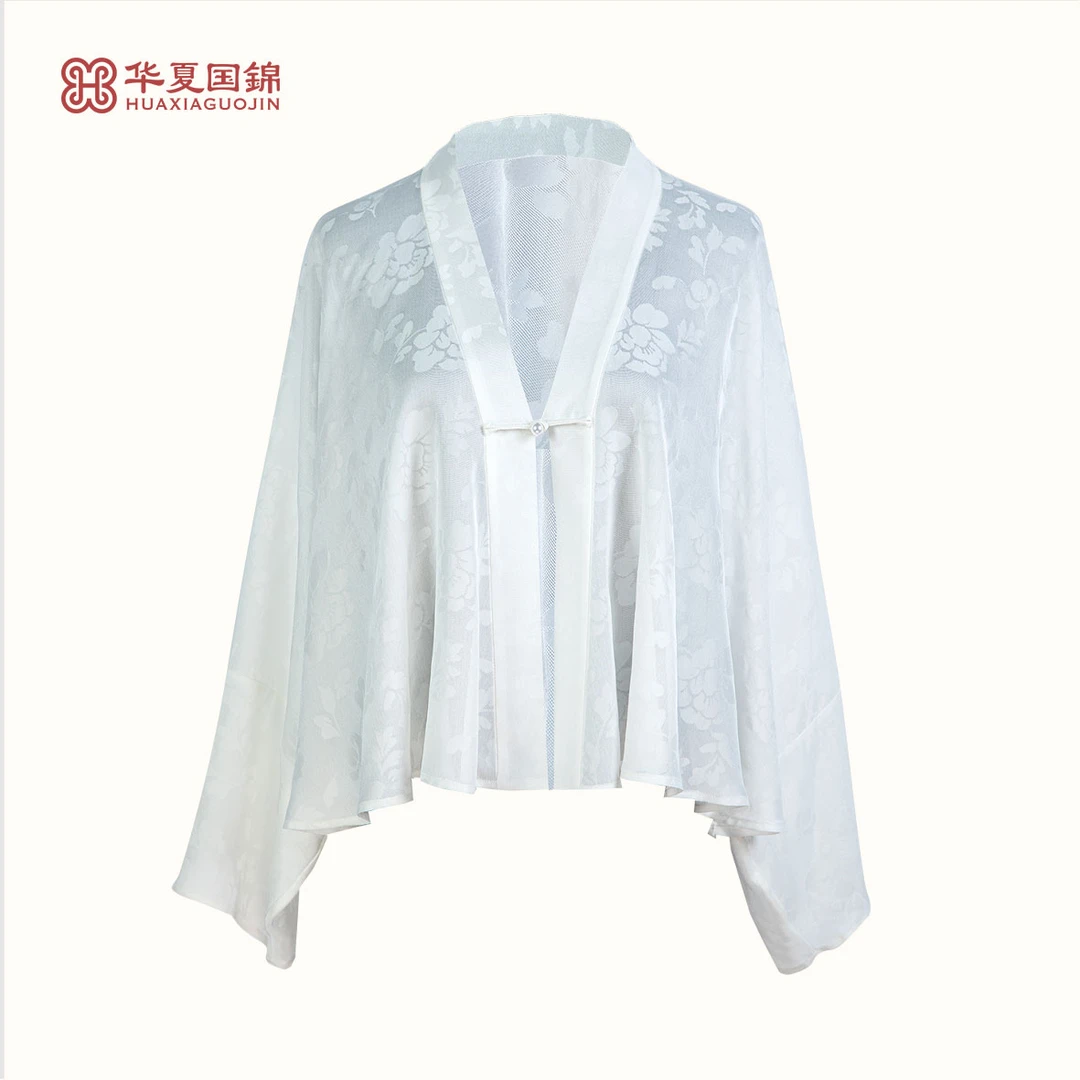 【四川工美蜀锦】新中式中国风白色芙蓉花【缦纱芙蓉】蜀罗