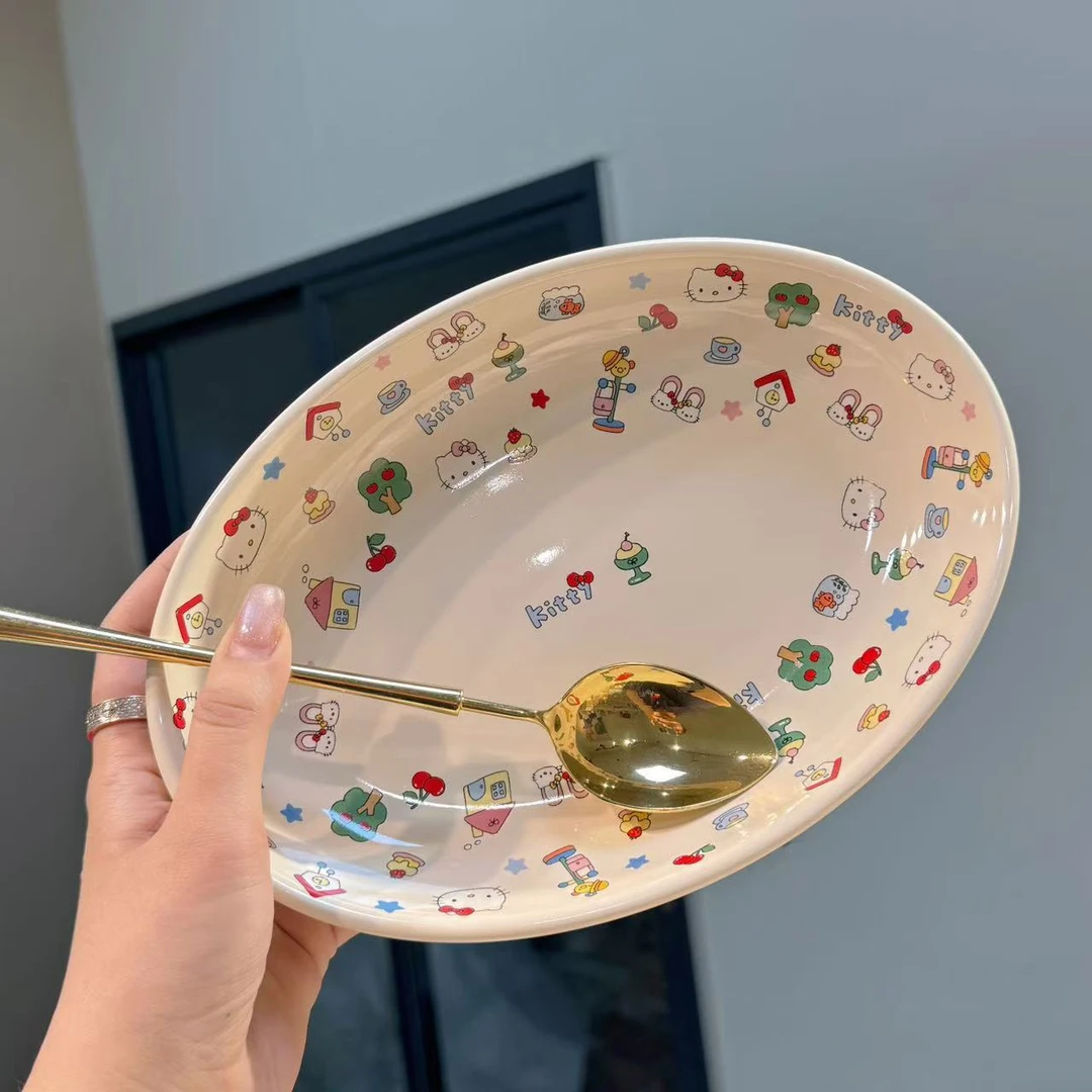【圆和圈】出口尾单 乐园小猫椭圆形鱼盘 高温陶瓷餐盘