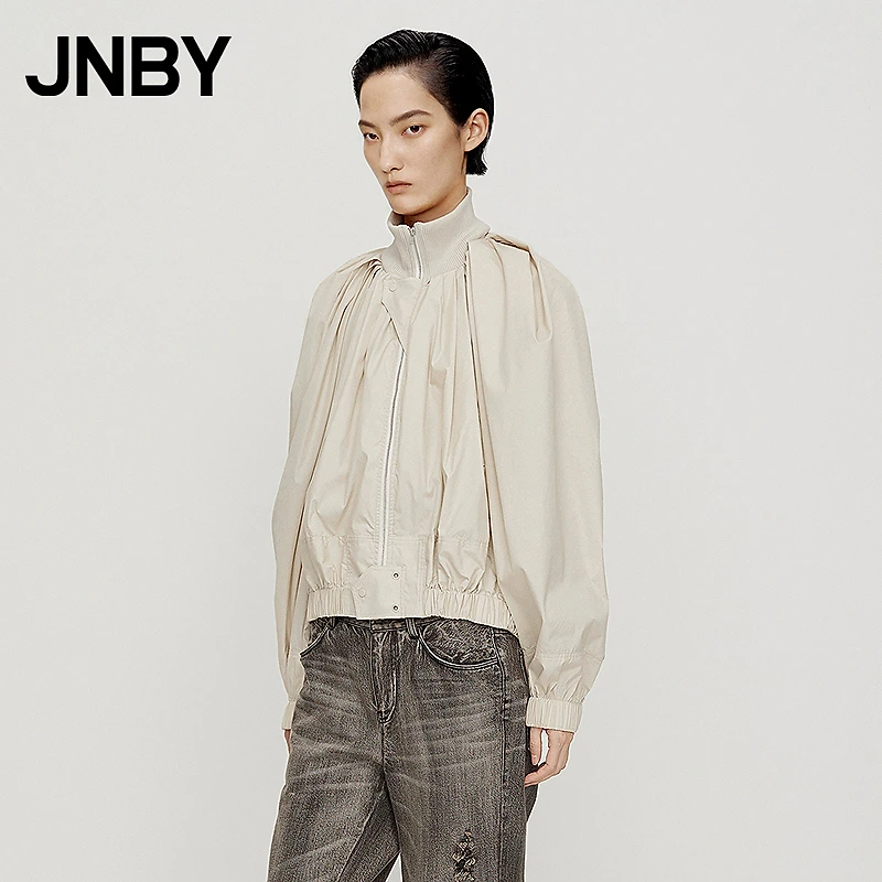 JNBY/江南布衣春季夹克女时尚宽松立领外套舒适H型直筒5MB601590