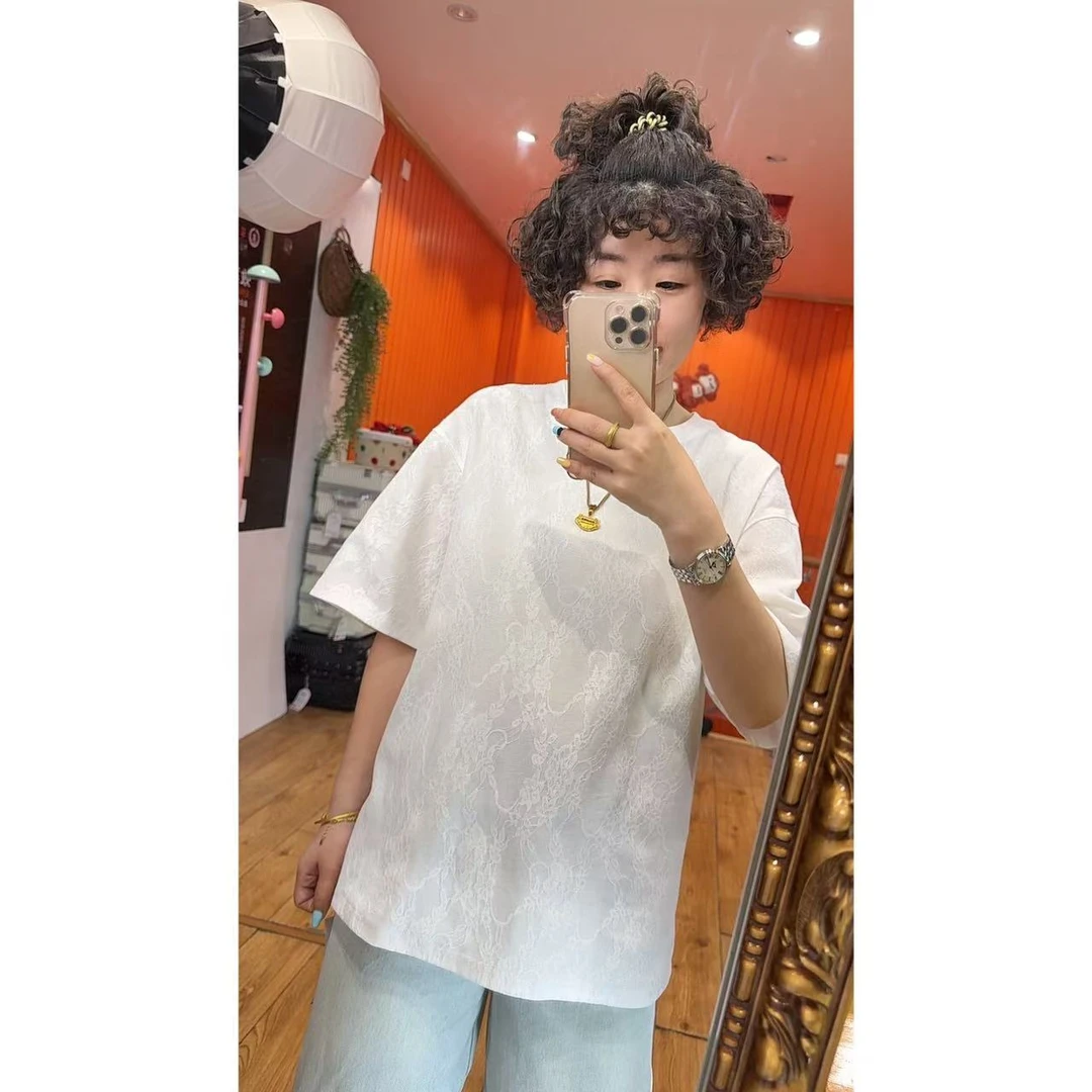 【草莓自营】立体蕾丝唯美女人味棉织T恤