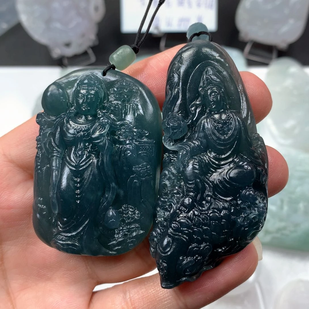 定制翡翠未镶嵌与****哥吊坠