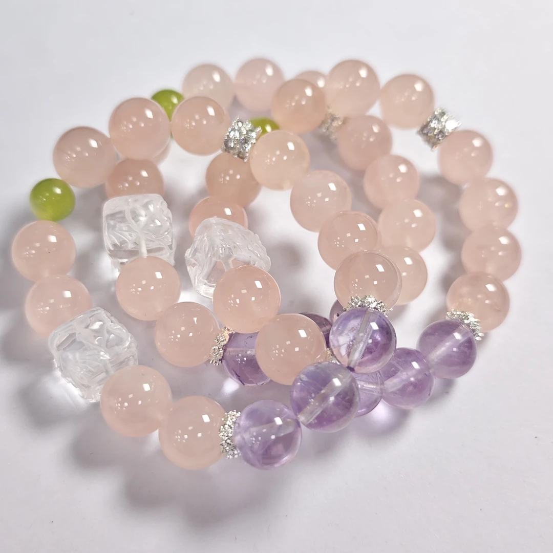 【书记甄选】天然原创粉水晶单圈手链 多样性发一件 约12mm 7545CT