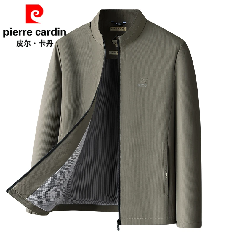 皮尔卡丹男士立领春秋季休闲男百搭外套中年商务夹克