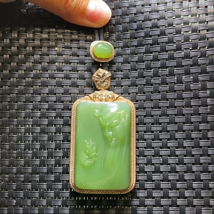 和田玉（碧玉）未镶嵌挂件关公