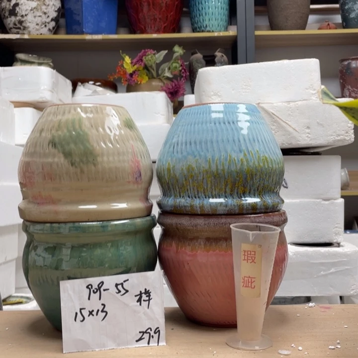 念***缘粗陶多肉花盆微瑕55