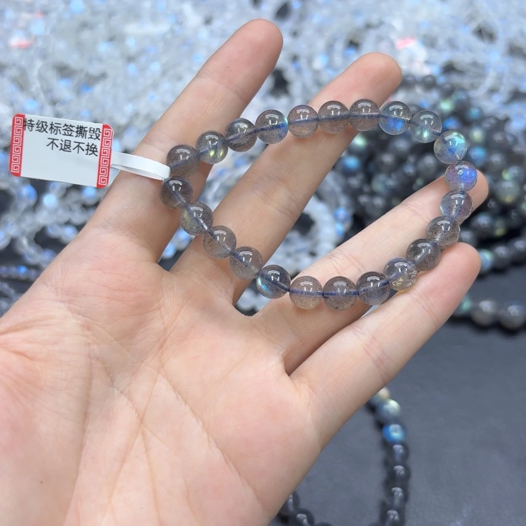 手串未镶嵌拉长石灵*灰月光单圈卡8mm左右