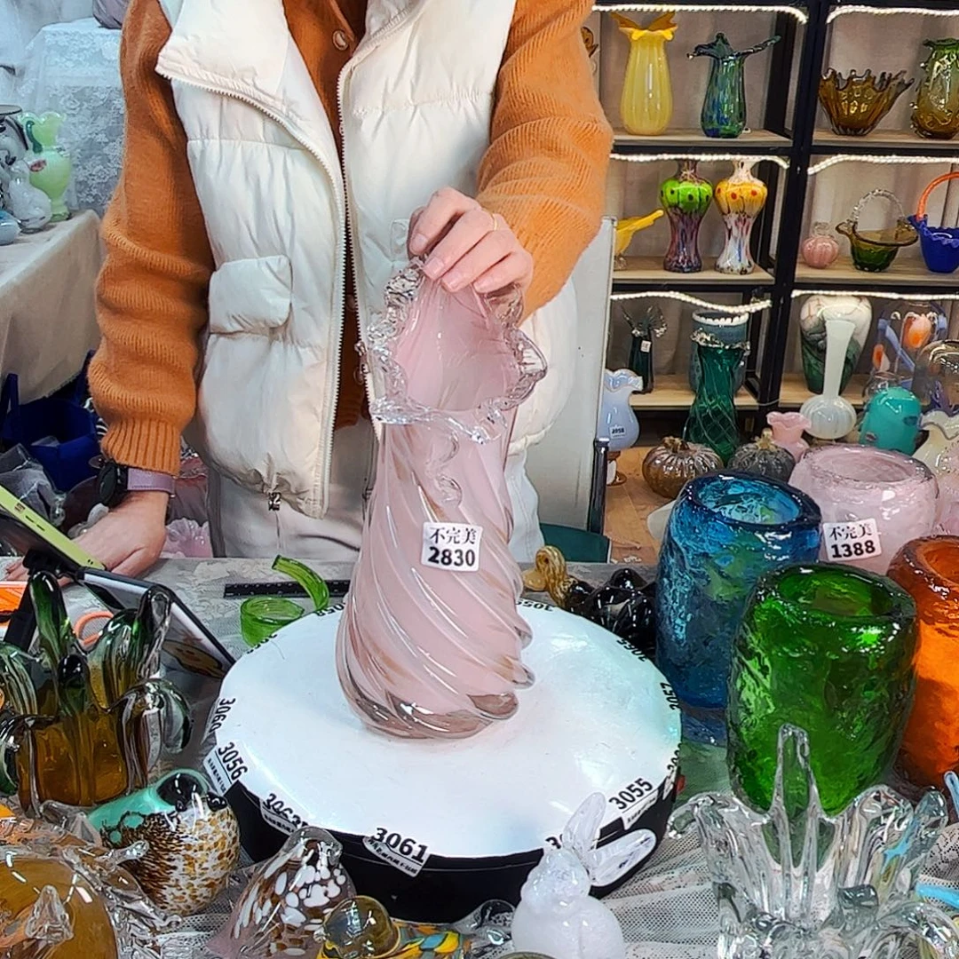 琉璃花瓶摆件家悦2朵霸王话