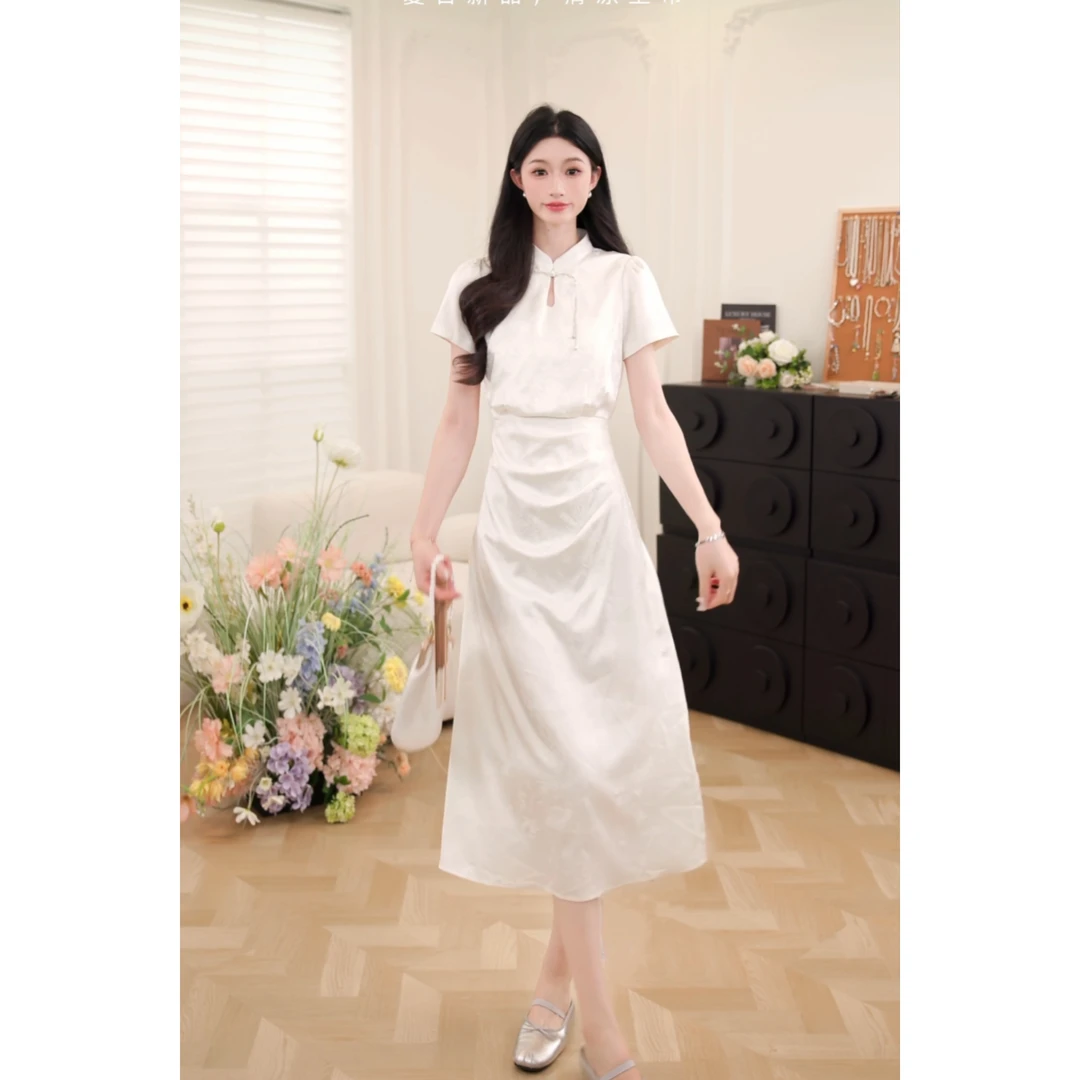 鹿向南【素锦】2025年夏季新款新中式连衣裙QJD00449