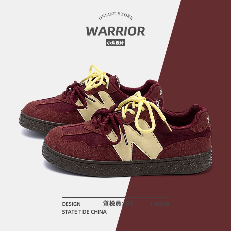 回力酒红色帆布鞋女款2025新款休闲鞋子女鞋厚底板鞋低帮德训鞋女