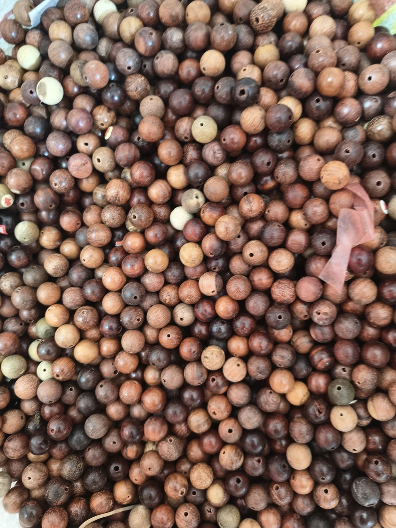 新中式原木檀木文玩木珠散珠未打磨抛光已打好孔珠胚