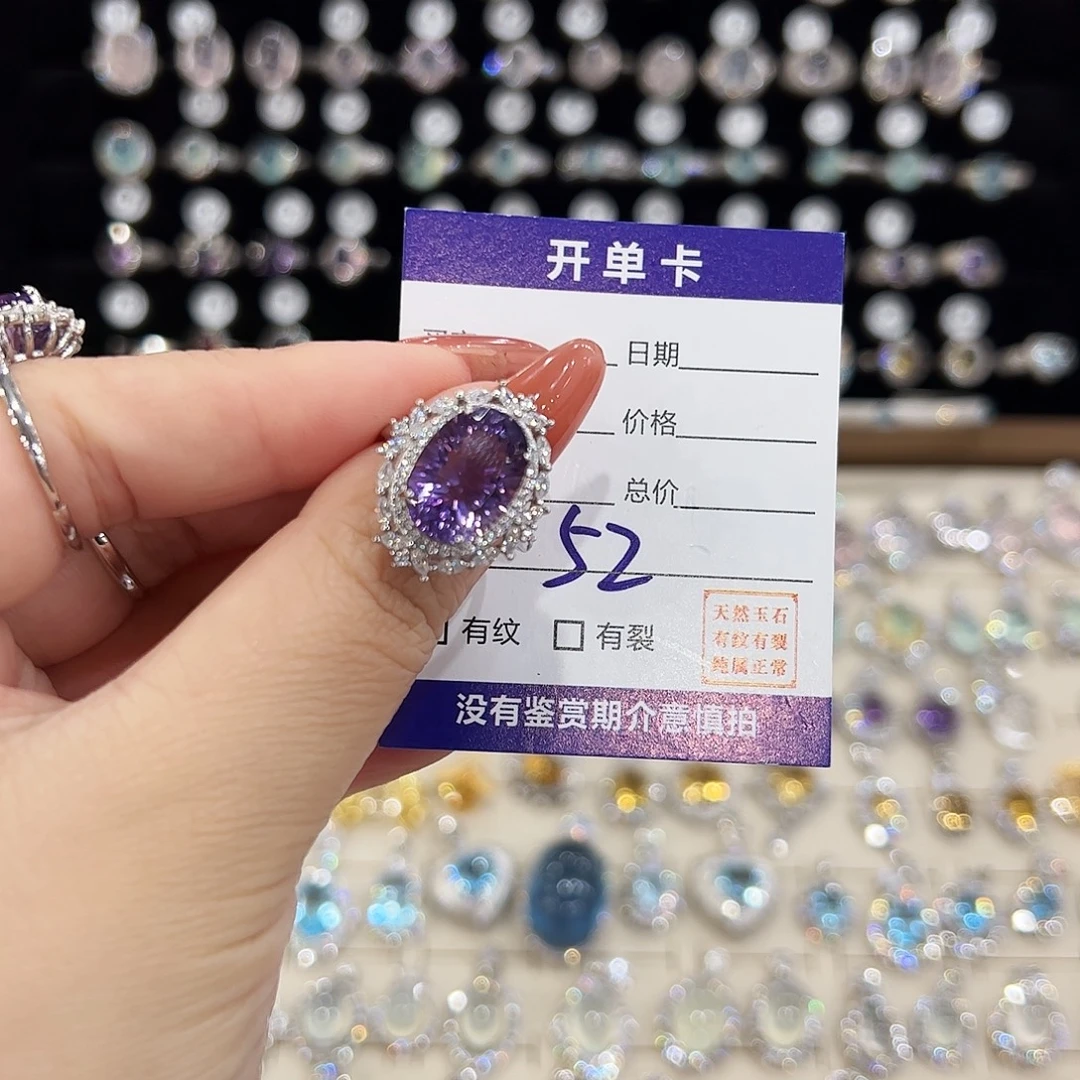 春***禧银S925镶嵌戒指水晶