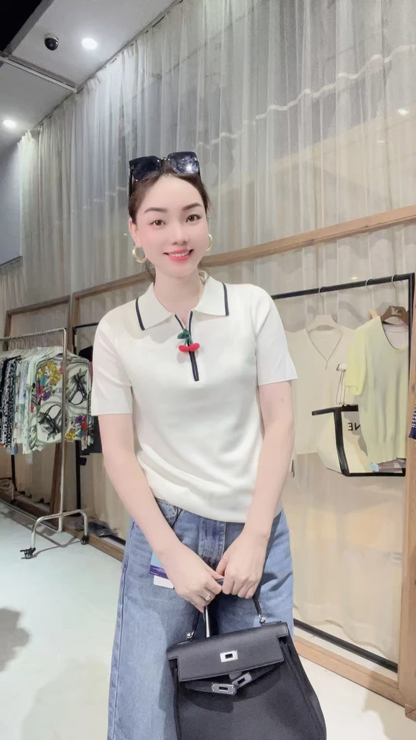 深圳南油香煜高奢16针POLO领樱桃拉链针织衫 5507