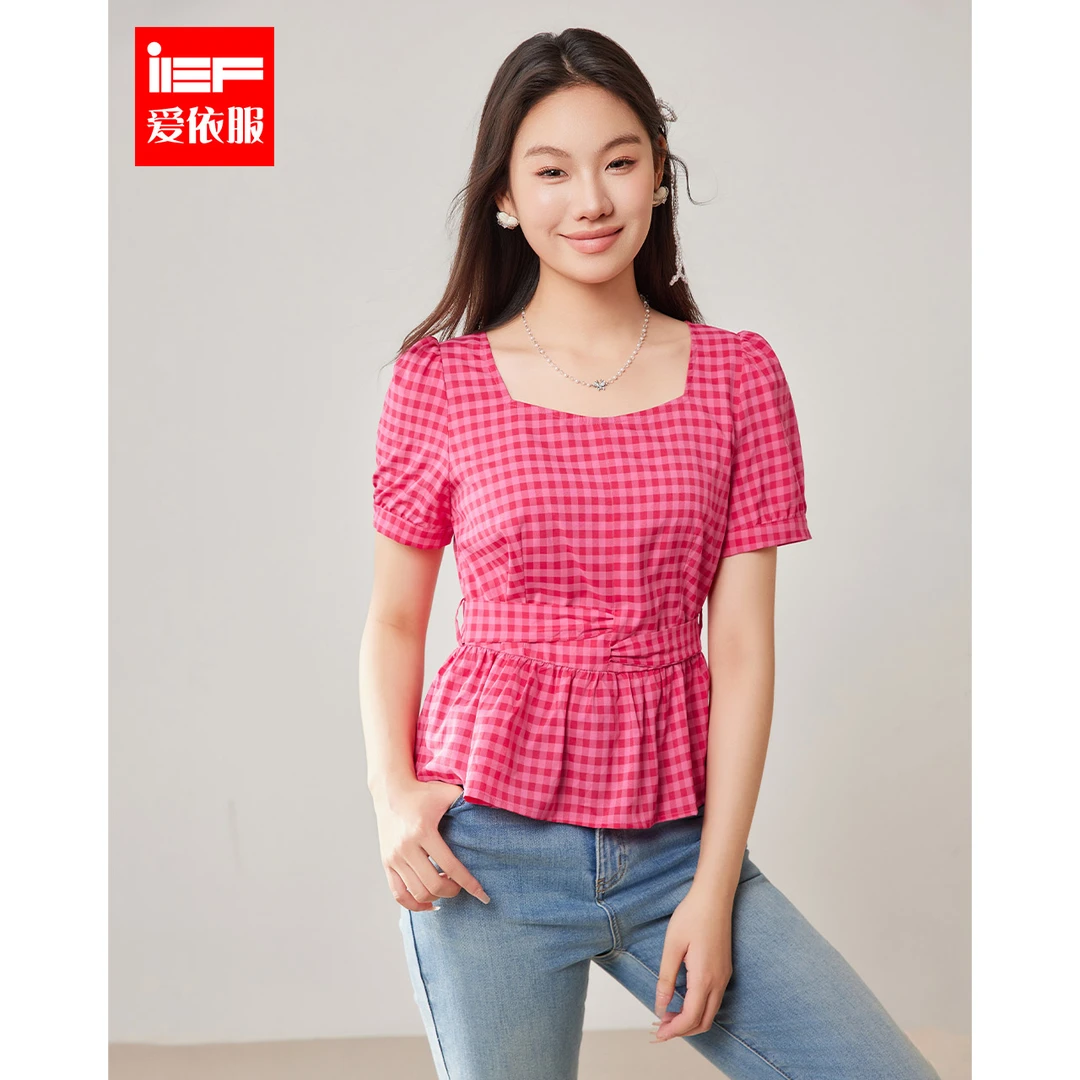 IEF/爱依服大码女装2025夏季新款法式甜美淑女气质百搭显瘦裙上衣