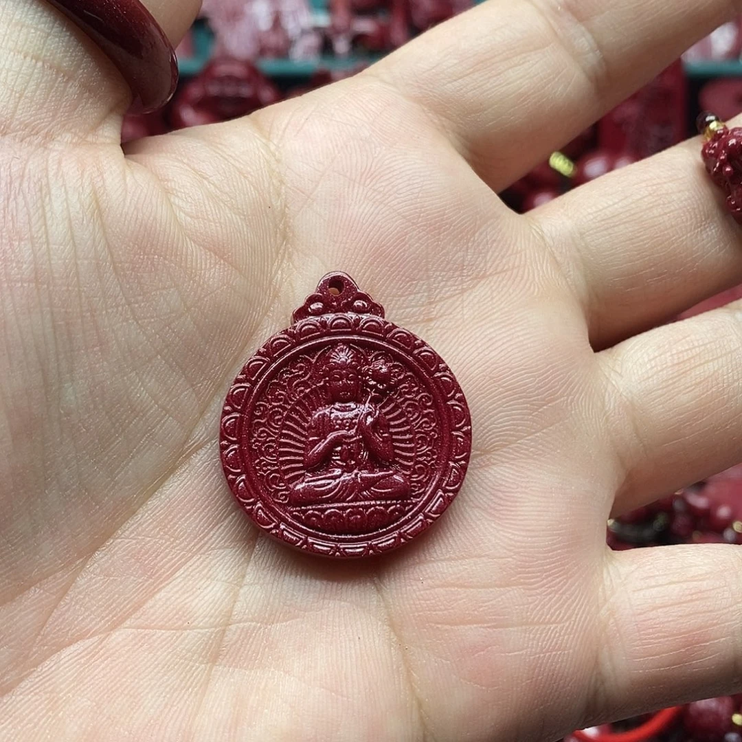 天然辰砂朱砂马吊坠