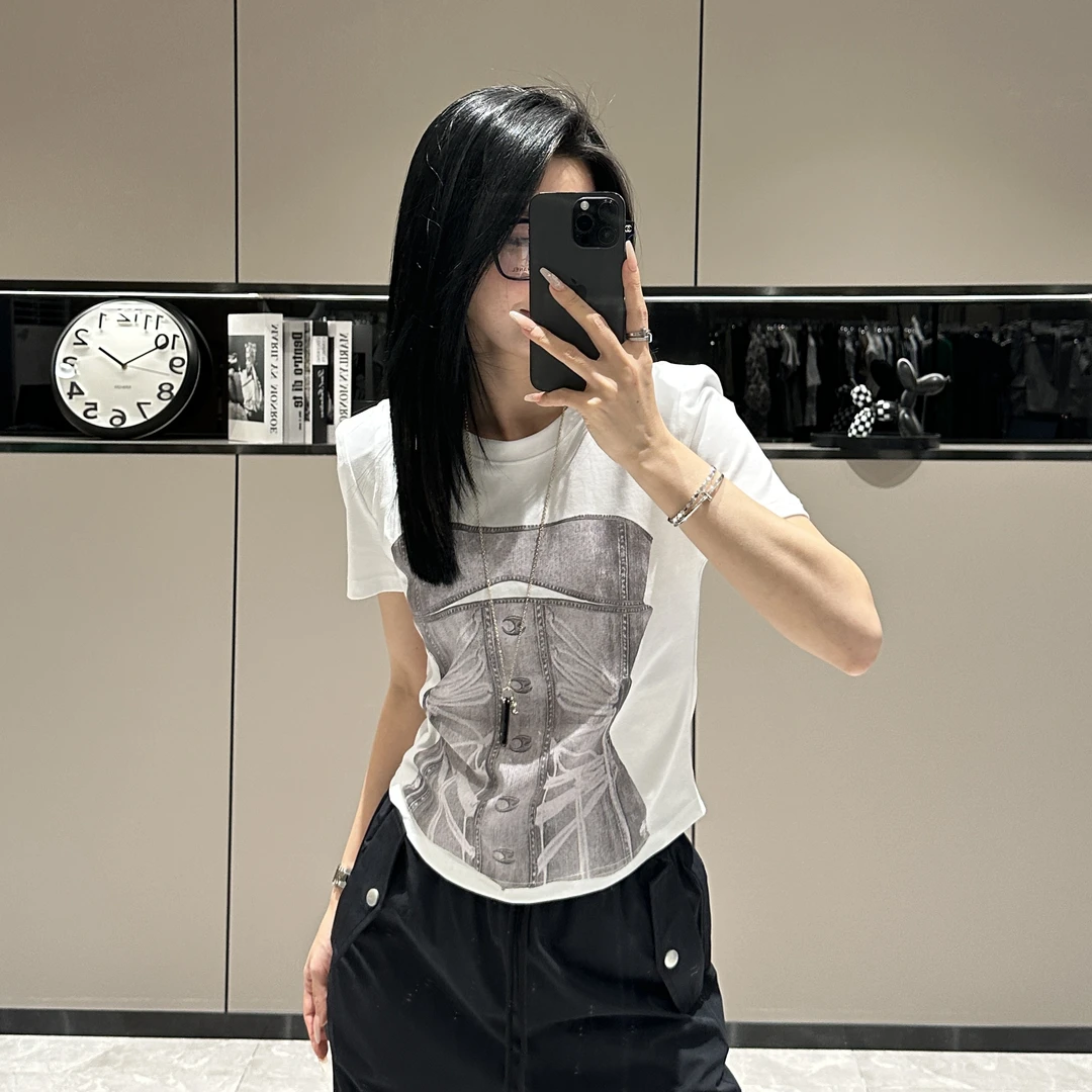 【瑾儿精选】NO退NO换 小众设计时尚潮流印花图短袖上衣sv991763