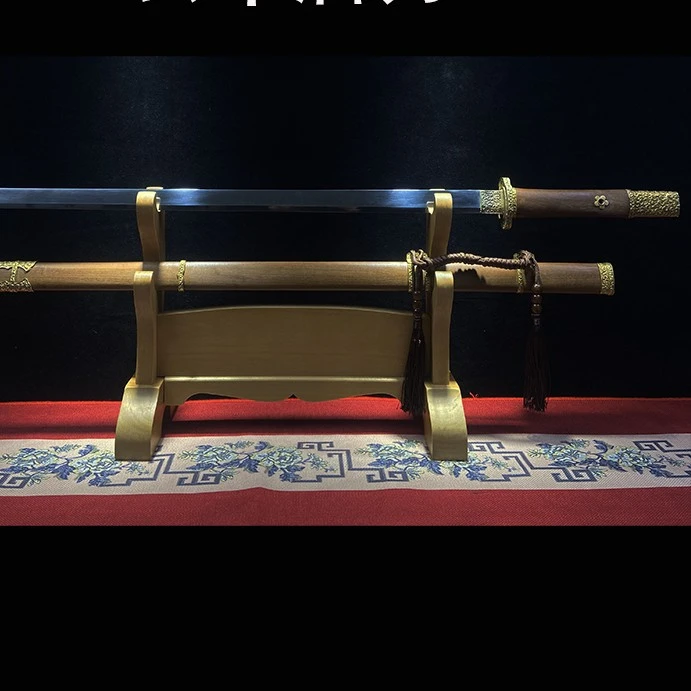 龙泉【玄甲唐横刀】大马士革夹钢高硬度手工锻造工艺品未开刃