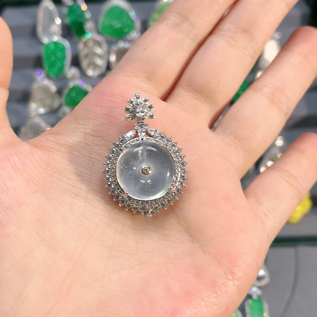 石英质玉银S925镶嵌颈饰