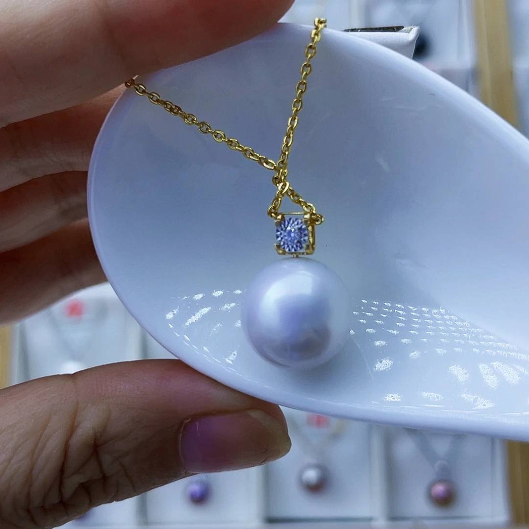 淡水珍珠吊坠(不含链)18K金镶嵌